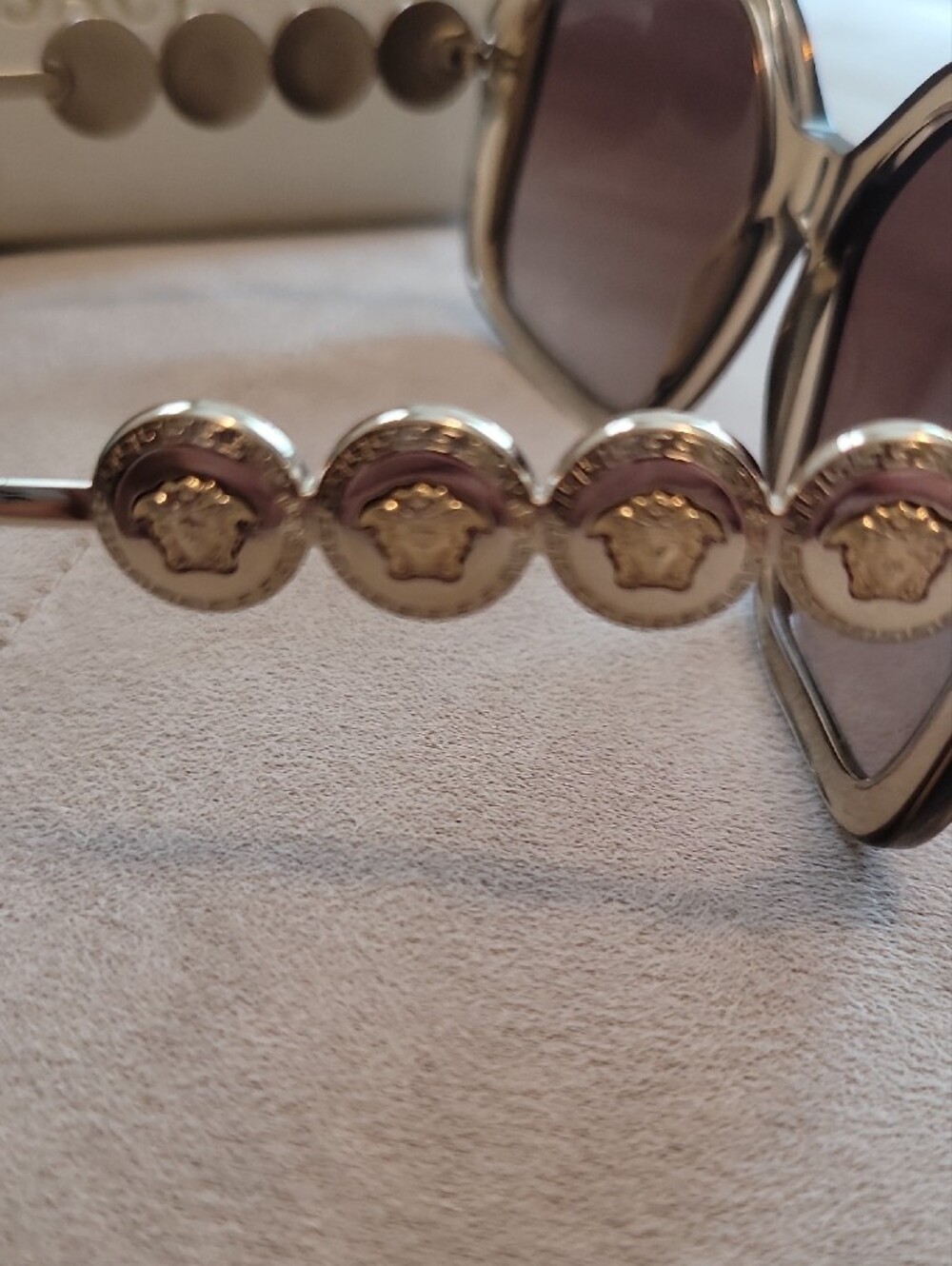 Versace VE4375 Square Sunglasses featuring Gold Tone Medusa Medallions - Picture 2 of 8